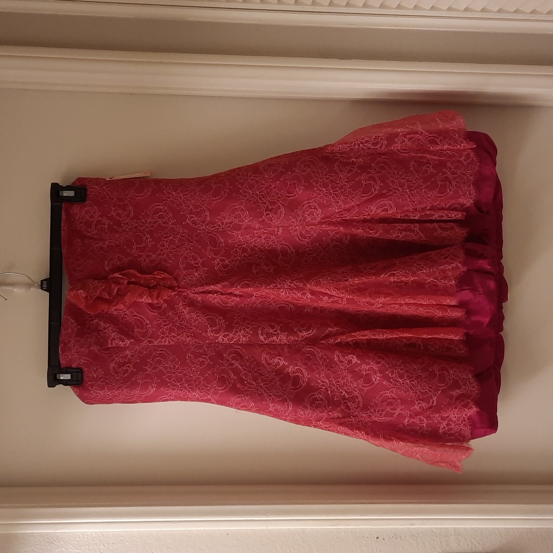 Nwt, Phoebe Couture Strapless Bubble Hem Lace Dress